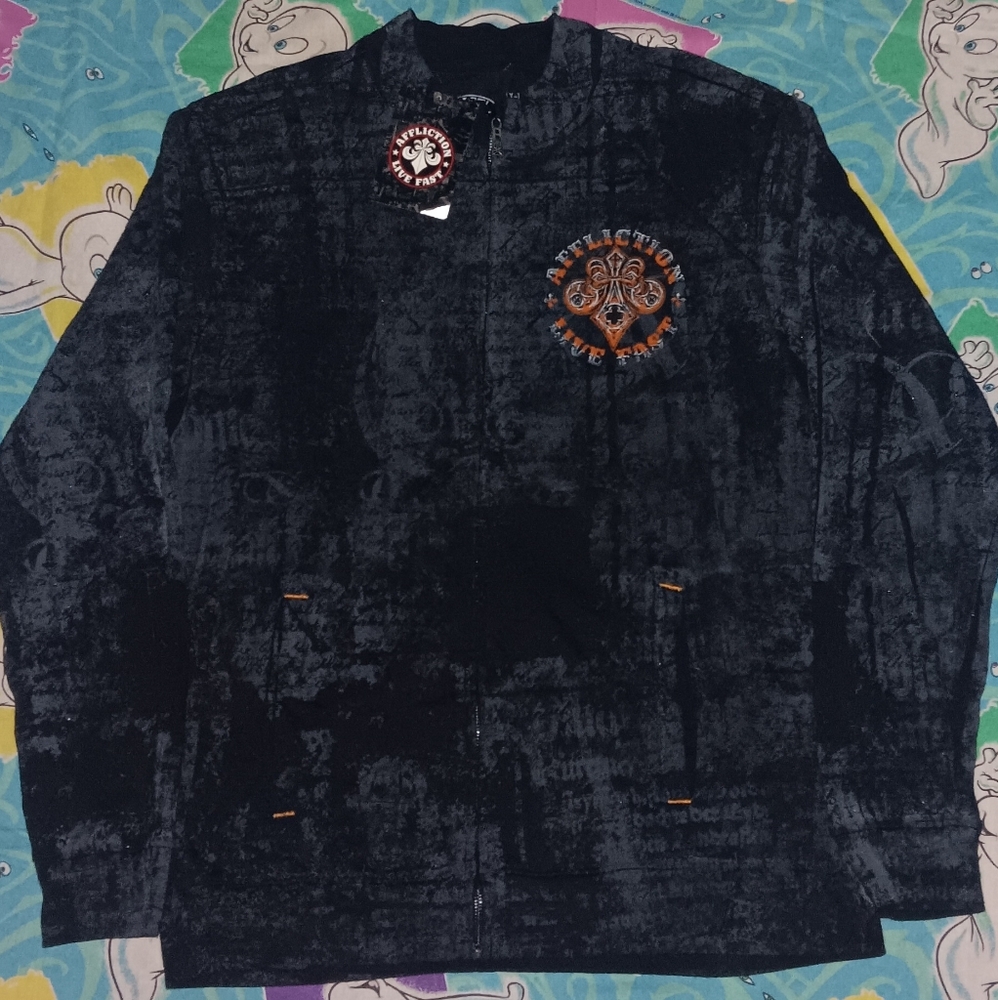 New Y2K Affliction Vintage Zip Up Performance Cotton Track Jacket